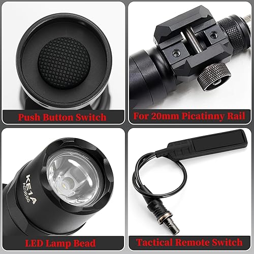 Miniatura 5 de Linterna táctica LED Picatinny linterna con interruptor de presión para M300 Light Black