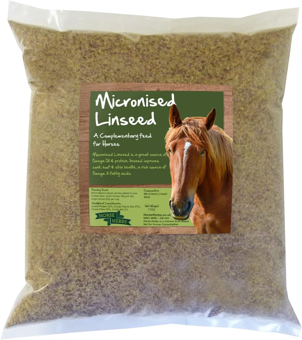 Micronised Linseed Meal 1.5kg Bag | 100% Natural Feed Supplement for Horses & Ponies, Cooked Linseed, Equine Care