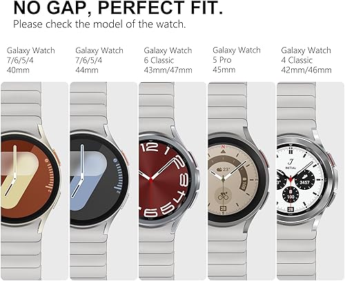 Miniatura 2 de FULLIFE Compatible con Samsung Galaxy Watch 7, 6, 5, 4, correa de 1.575 pulgadas, 1.732 pulgadas, acero inoxidable con cierre magnético, correa sin