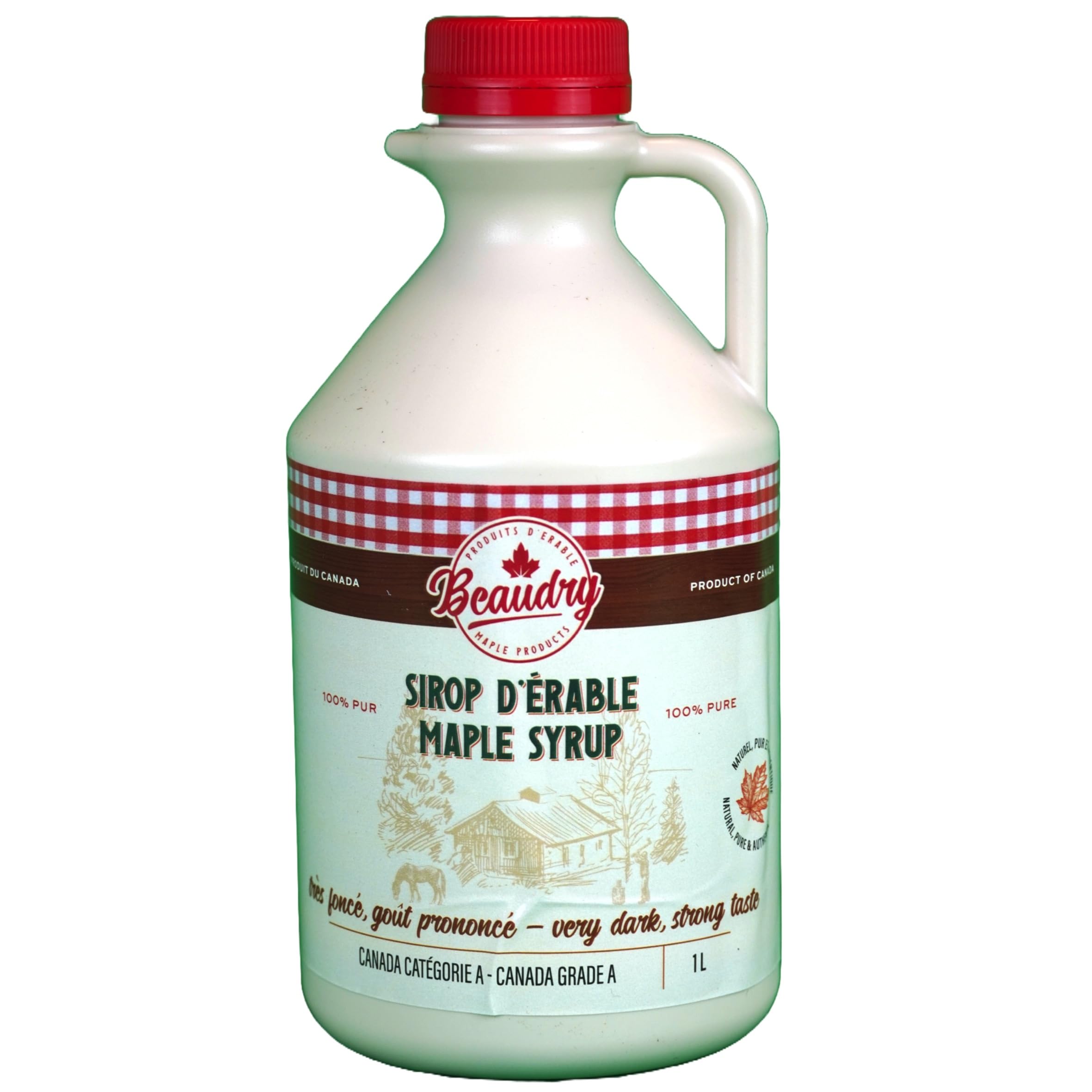Sirop d'érable en cruchon de 1 litre - Trés foncé - Direct producteur - 100% pur du Canada - Les Trésors d'érable