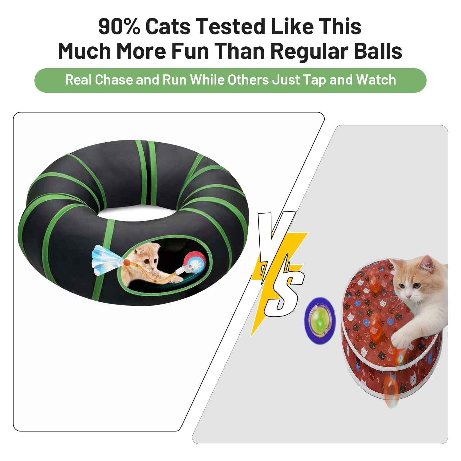 metiya Pelota interactiva de juguetes para gatos, bola activada por movimiento en túnel de enriquecimiento, juego de rompecabezas de escondite para gatos y gatitos de interior, alivio del aburrimiento