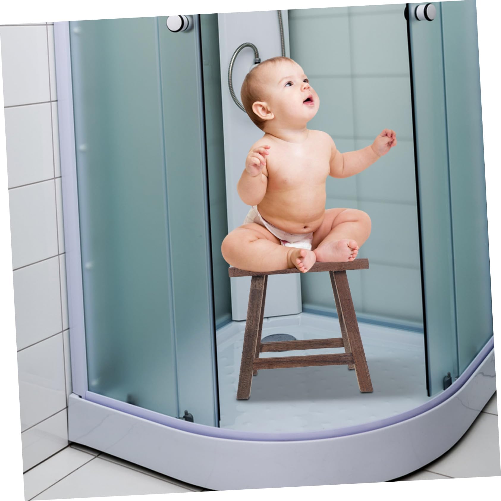 HANABASS Taburete Pequeño de Madera para Niños Ligero y Portátil Diseño Elegante de ala de Pollo, Adecuado para Baño y Cocina, Banco Infantil de 28 Cm
