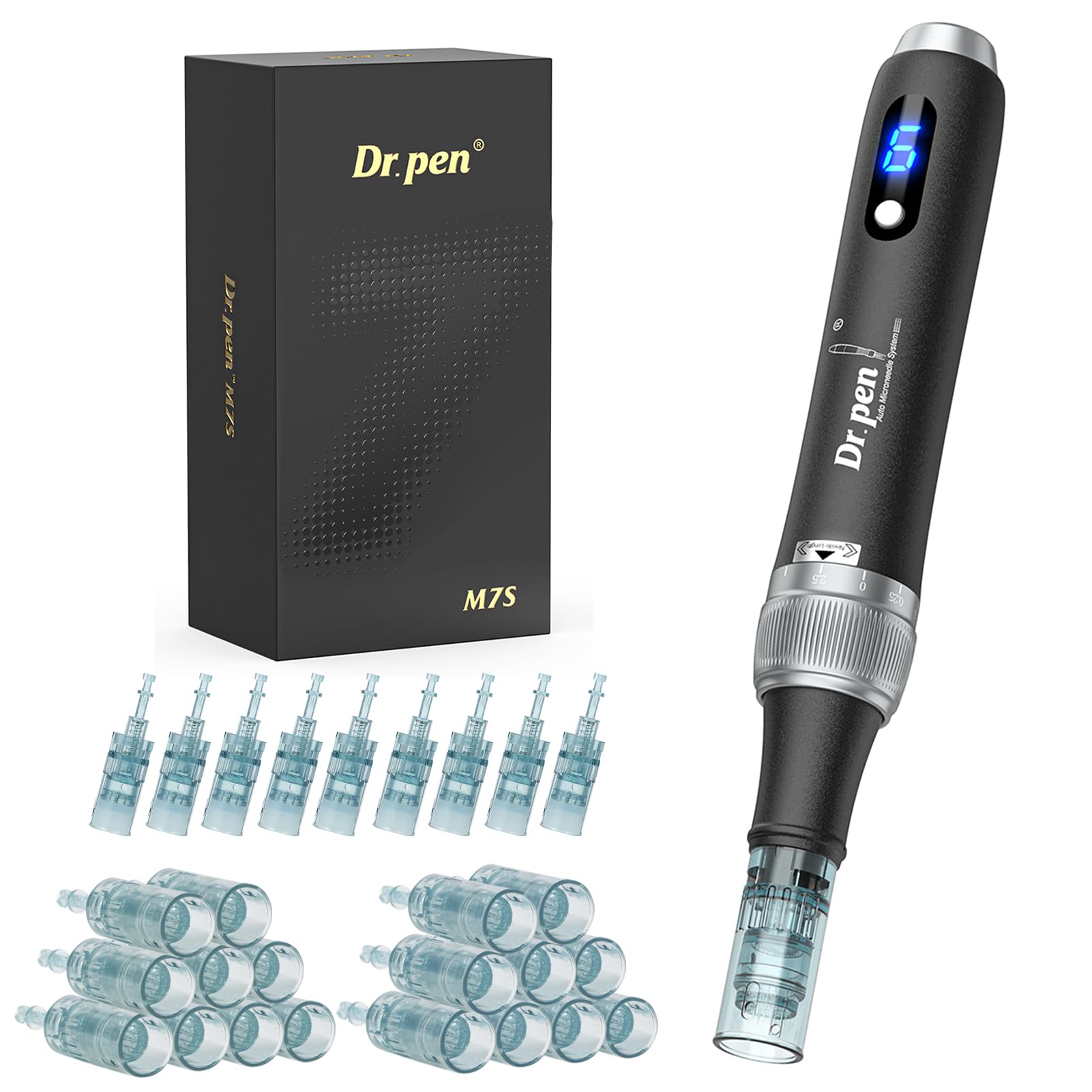 Dr. pen Ultima M7S Microneedling Pen 2025 UPGRADE - Stylo de  micro-aiguilletage sans fil, stylo derma lectrique pour les soins du visage,  du corps et de la peau, avec 27 cartouches(Noir) :
