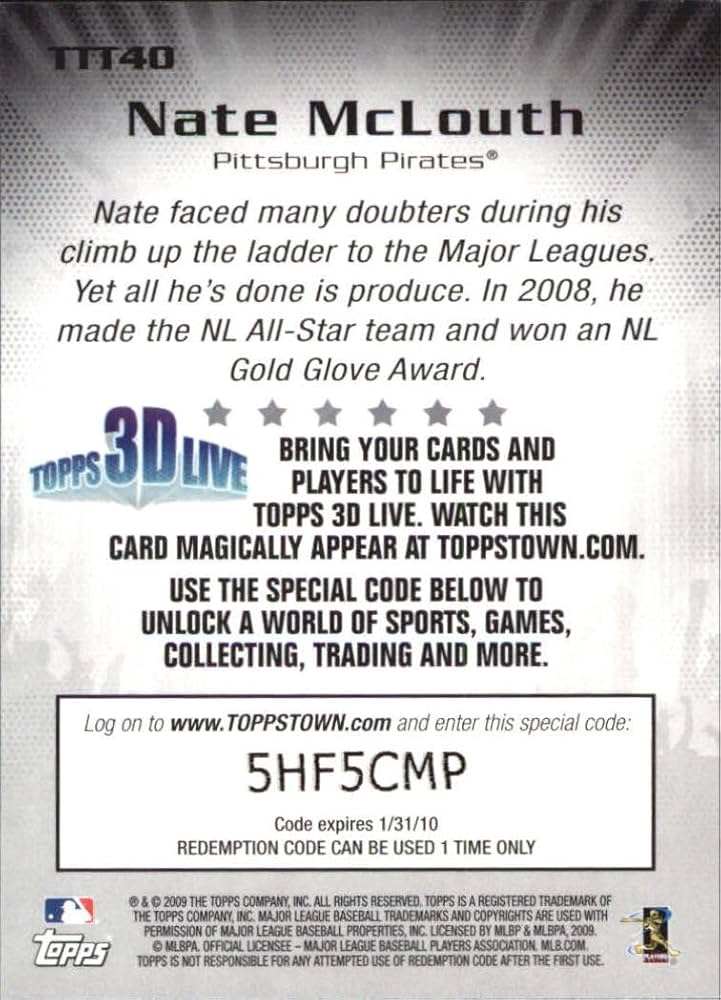 Amazon.com: 2009 Topps Town Baseball Card #TTT40 Nate
