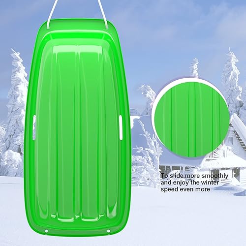 Miniatura 41 de AGPTEK Trineo de nieve duradero de 35/47 pulgadas para niños, niñas y adultos, con asas integradas y cuerda de tracción