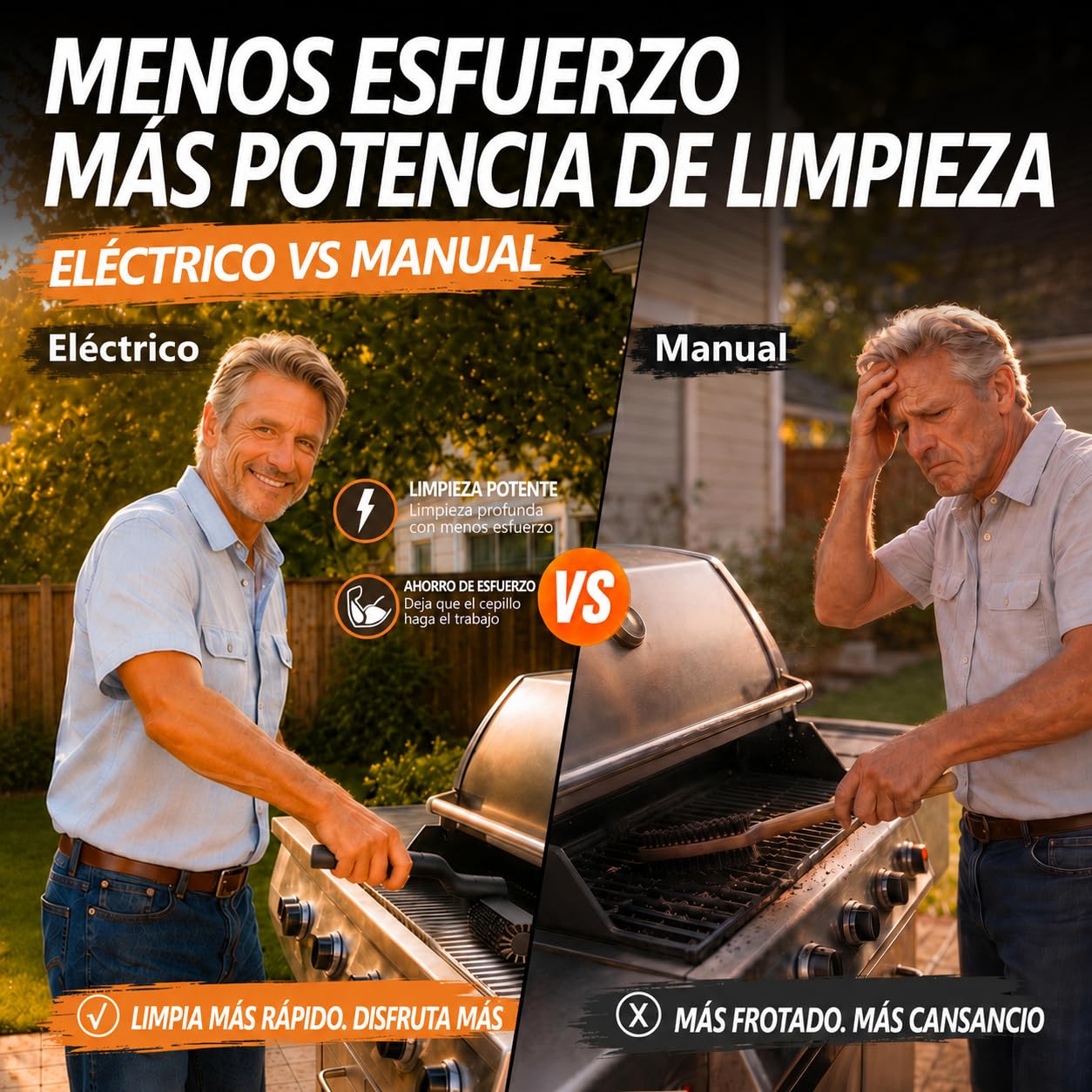 Cepillo eléctrico para Barbacoa y Parrilla, Limpiador de Parrilla eléctrico con Cabezal Ajustable 180°, 3 velocidades 300/350/400 RPM, batería USB-C 90 min, IPX6, cepillos Intercambiables