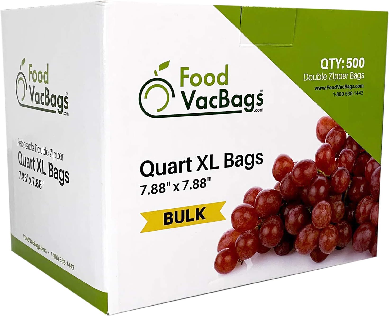 500 count - 7.88" x 7.88 Square Double Zipper Reclosable Resealable Lock Seal Zip Bags, 2 mil, Food Safe, BPA Free