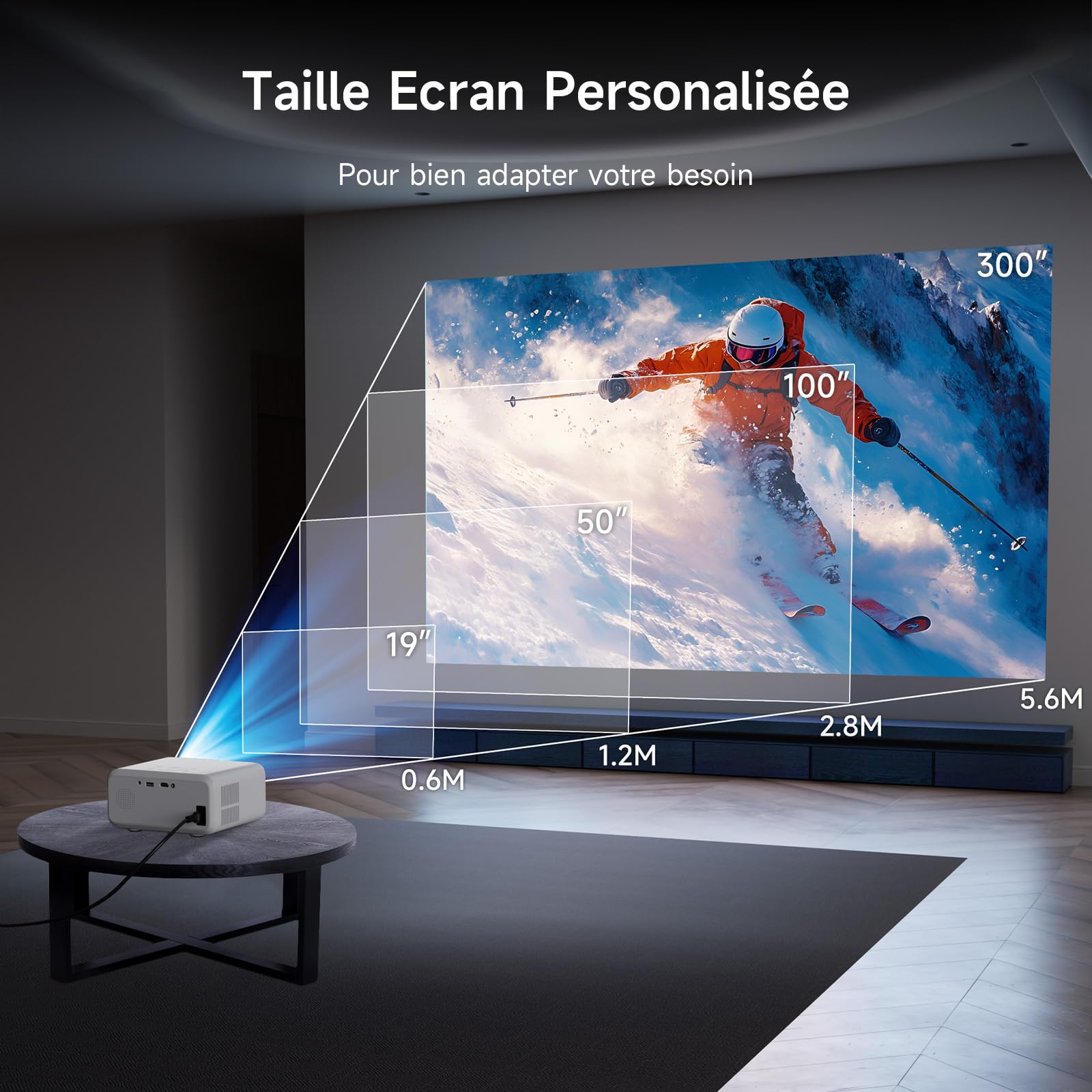 Mini Projecteur Portable, VISULAPEX V3pro 5G WiFi Vidéoprojecteur 12000LM, 1080P Full HD Supportée, Rétroprojecteur pour Home Cinéma, Compatible avec Smartphone HDMI USB Firestick