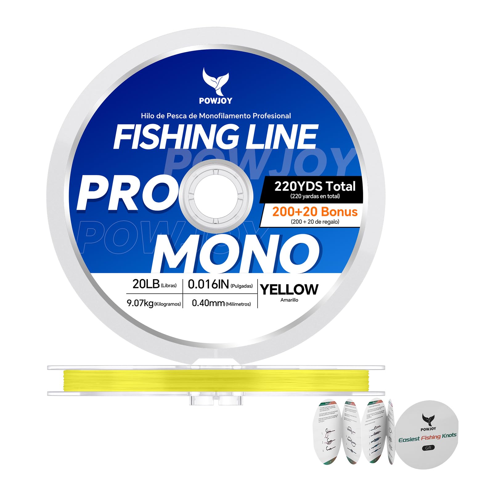 Monofilament Fishing Line with Knot Guide Cards for Beginners to Pro