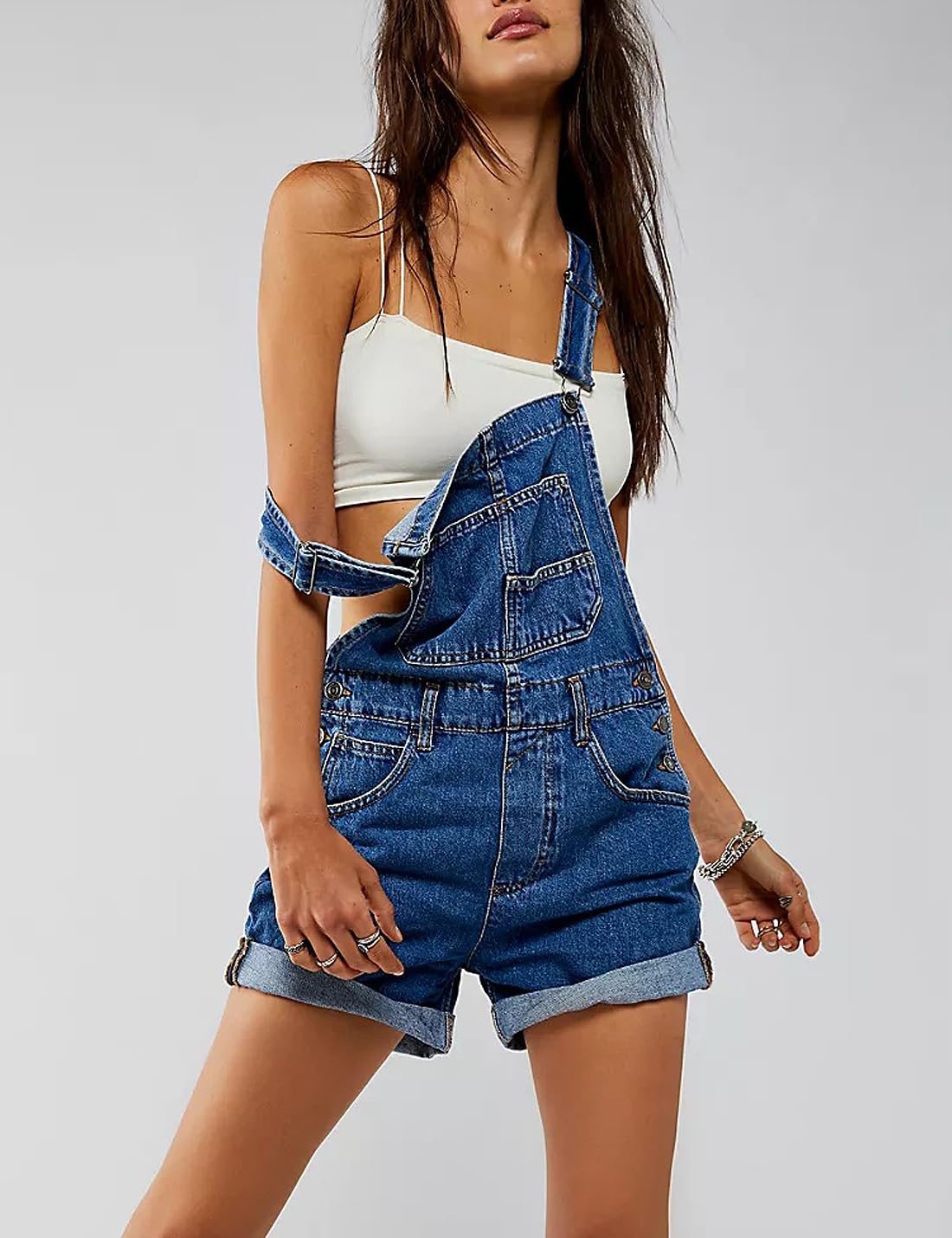 Sukany Pantaloncini da donna casual in denim con spalline regolabili salopette salopette jeans shortalls pagliaccetto pantaloni