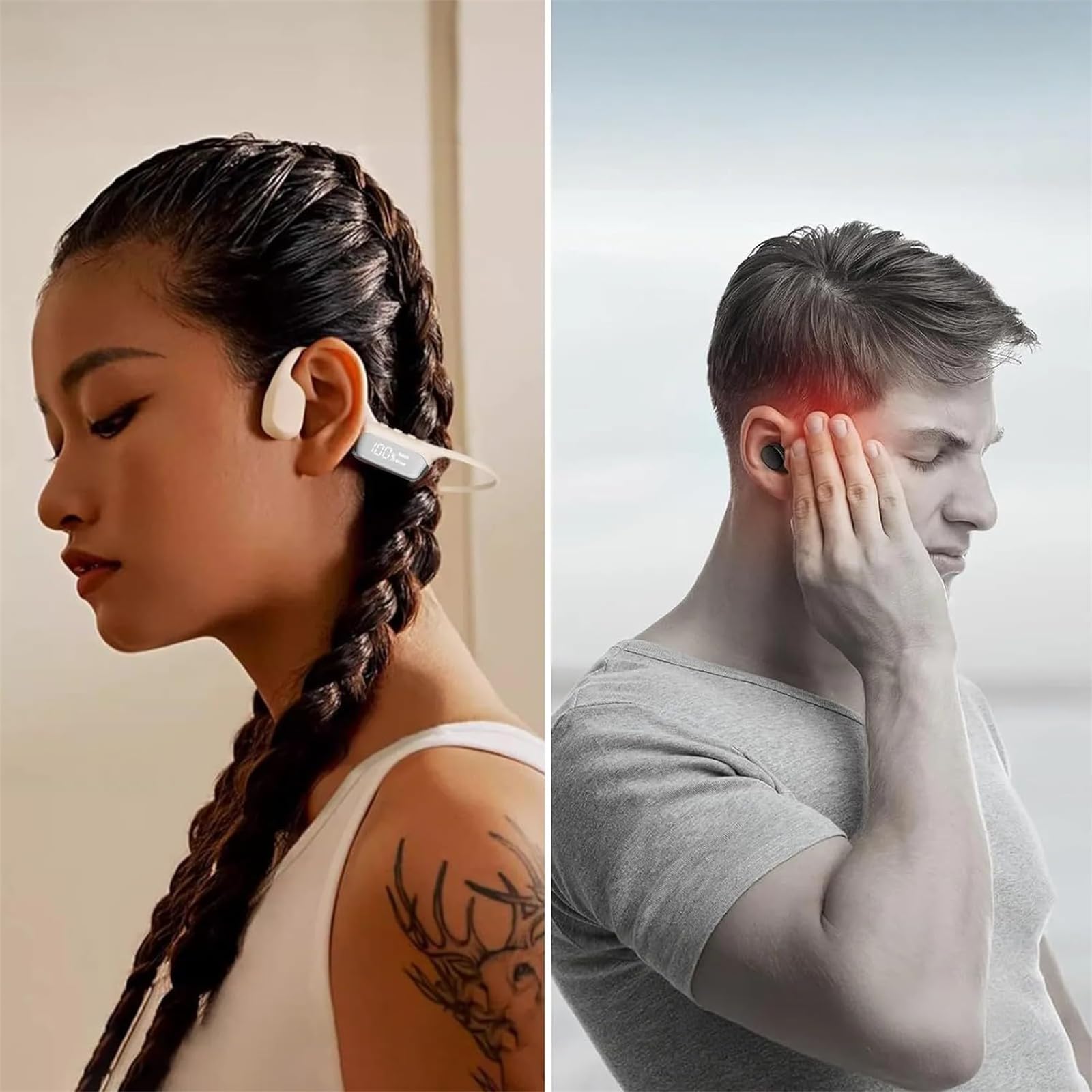 Sekoda Bone Conduction Headphones Écouteurs Bluetooth à Conduction osseuse IPX8, légers et Ouverts, Parfaits pour la Natation, la Course et Le Sport