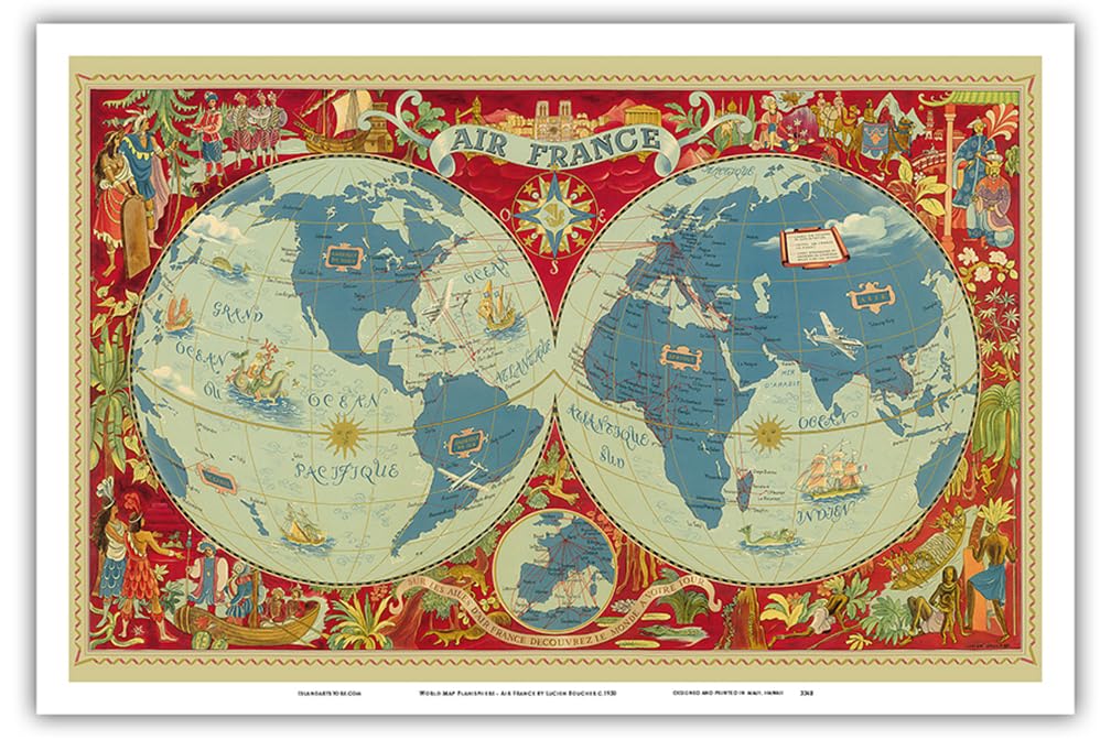 Amazon.co.jp: 世界地図 プレニスフェア - フランス - Lucien Boucher