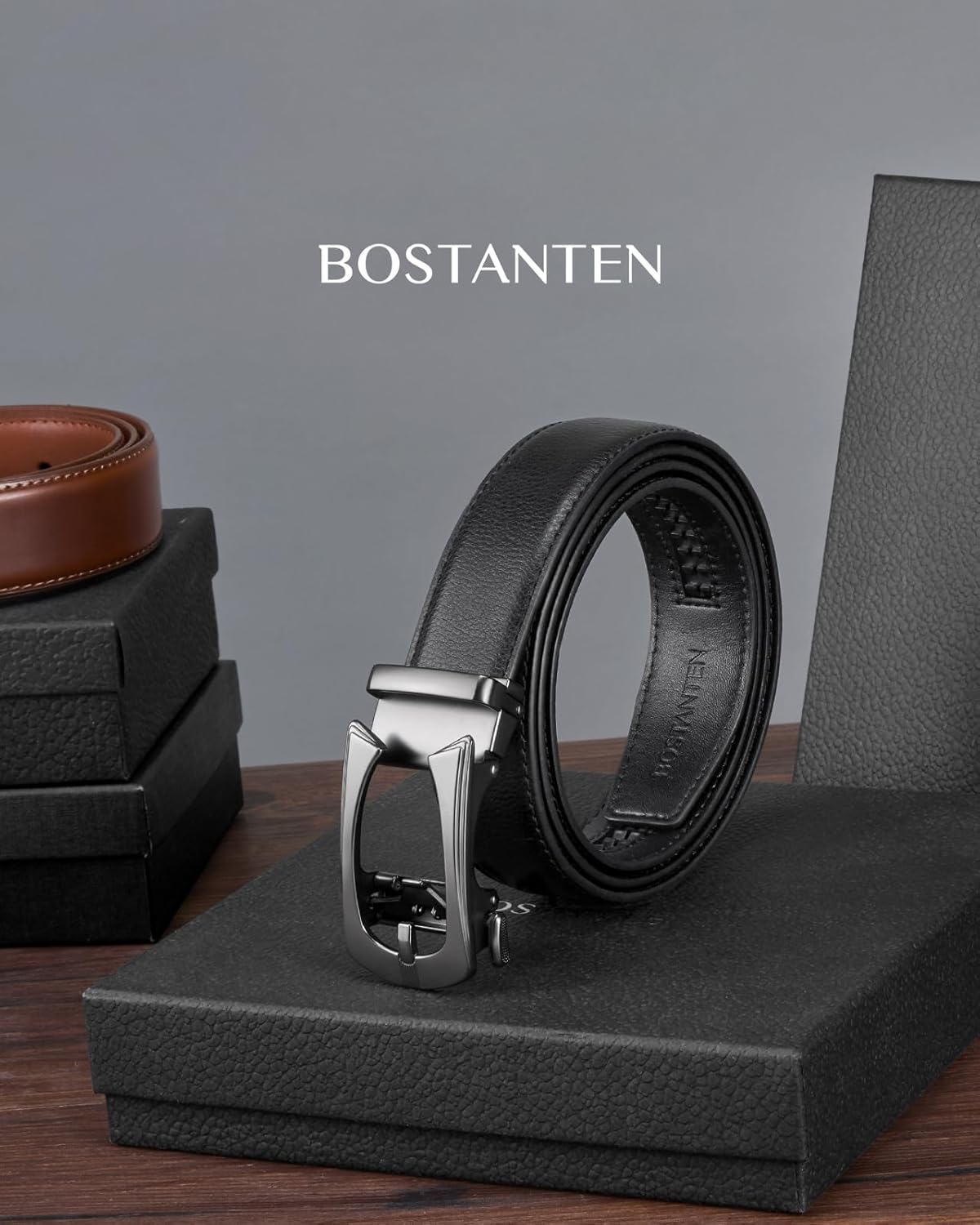 BOSTANTEN Belt Men Leather Reversible Belts for Men 1 3/8" for Casual Golf Dress Pants, Two-in-One Belt Gift - Image 7