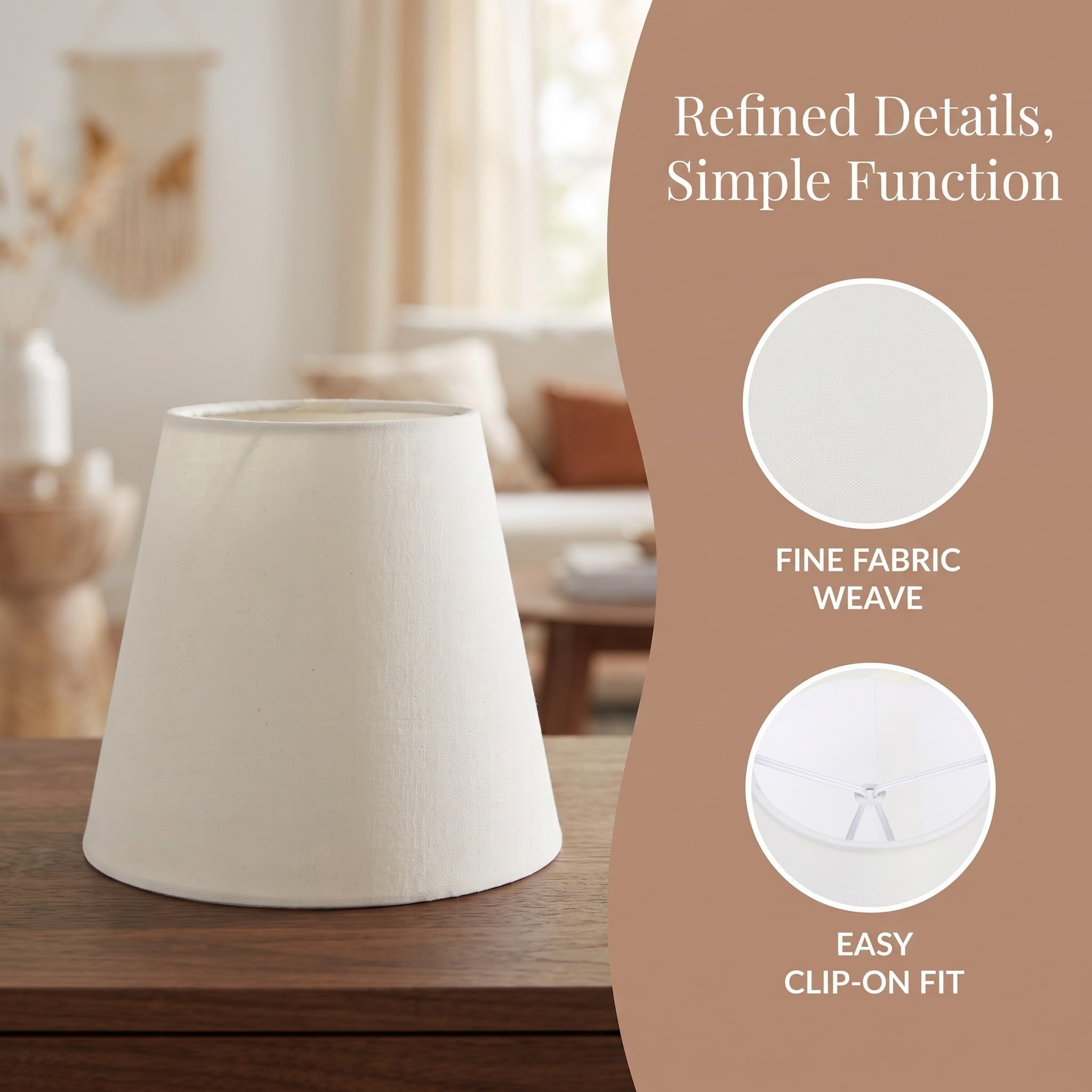 6 Pezzi Paralume Mini Clip Beige e Metallo, Design Raffinato a Tamburo Supporto Stabile e Facile Installazione per Lampade da Scrivania a Sospensione in Camera da Riposo