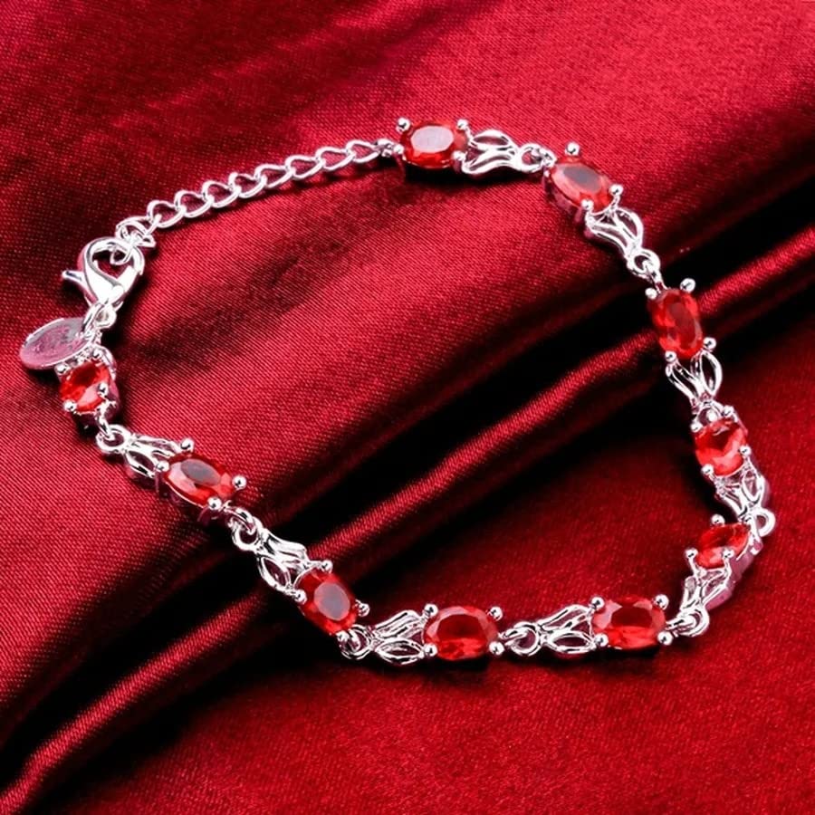 Bracelet cristal rouge femme argent 925 bijoux de mariage chic