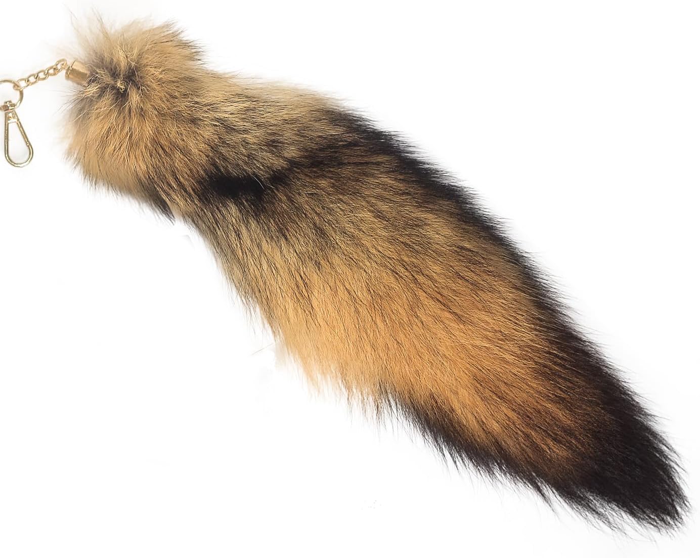 Fosrion Super Huge Cute Real Fox Fur Keychain Pendant - Halloween Cosplay and Stylish Bag Accessory, Coyote, M
