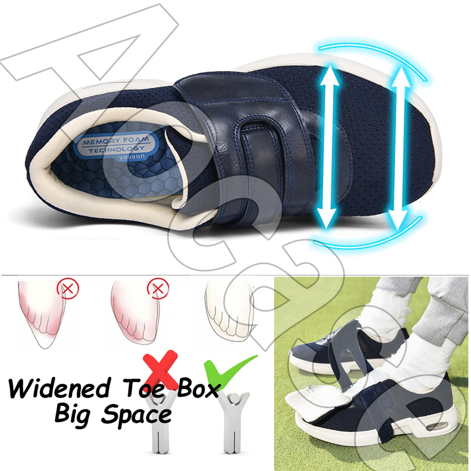 Zapatos Juanetes Mujer DiabéTicos para Caminar pies lesionados y hinchados Zapatillas diabéticas Vendaje Zapatos diabéticos,Beige,41 EU