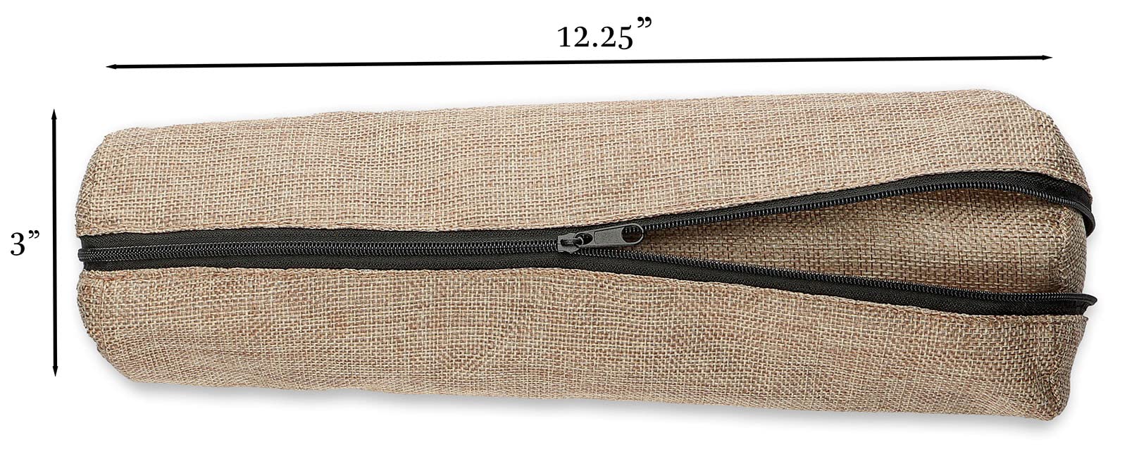 Novel Box Burlap Faux Leather Bangle/Bracelet/Watch Roll 12.25x3x3 Inches with Matching Zipper Pouch - Portable Organizer Pouch with Removable Roll Insert for Travel, Retail & Personal Use