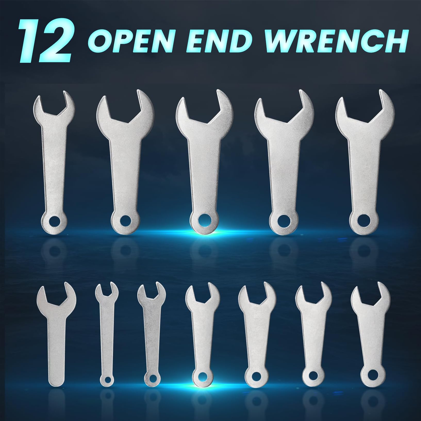 Biqing 12PCS Flat Wrenches Set Thin,2mm Slim Wrench Set Metric 6-23mm Mini Wrench Set for Automotive Repair Furniture Assembly - Image 2