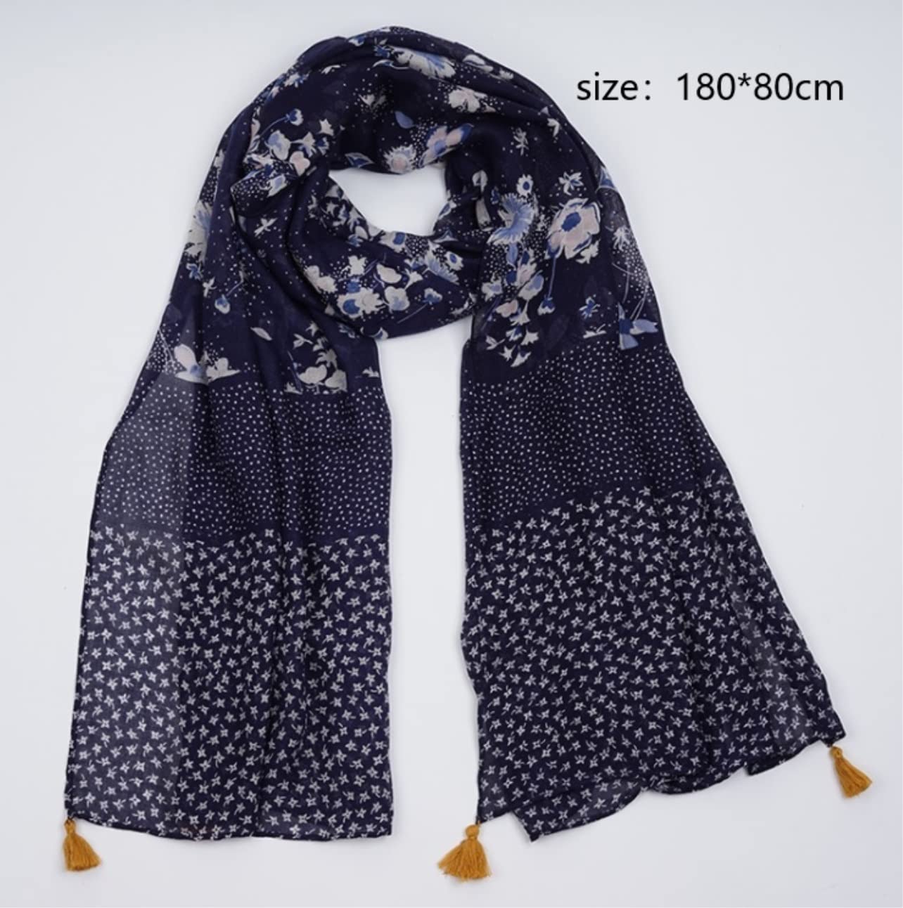 Bufandas Mujer Invierno Bufandas Chal Suave Ligero Lunares Floral Algodón Lino Bufanda Borlas Chal Bufanda Suave
