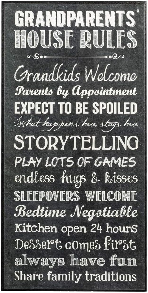 P. Graham Dunn Grandparents House Rules Grandkids Welcome Chalk Look 16 x 8 Wood Wall Art Sign Plaque
