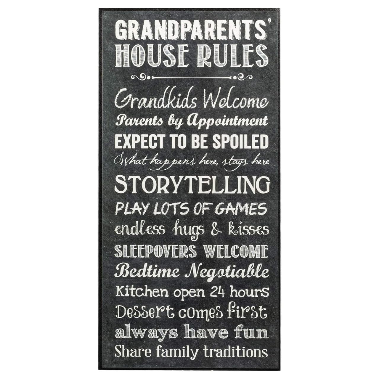 P. Graham Dunn Grandparents House Rules Grandkids Welcome Wood Wall Art Sign Plaque, 16 x 8 Black Chalk Look