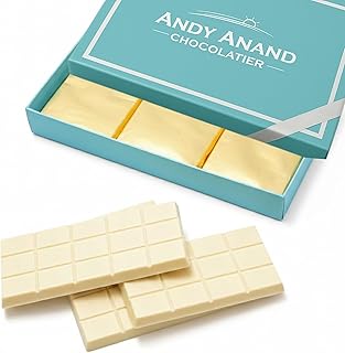 ANDY ANAND CHOCOLATIER Sugar Free Belgian White Chocolate Bars (60% Cacao) Must for White Chocolate lovers, Stevia sweetened, Gourmet Gift Box - Silky, Rich, and Top-Tier Indulgence (3 Bars & 10.5 Oz)