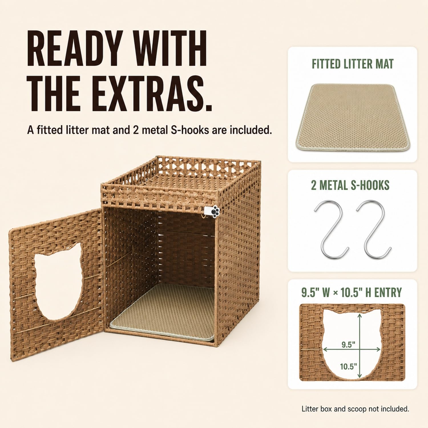 Stylish Rattan Cat Litter Box Enclosure -5 Stylish Rattan Cat Litter Box Enclosure -5
