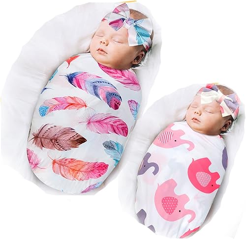 Set de manta y banda para la cabeza para recién nacido, envoltura para bebé unisex suave, regalos para niño y niña