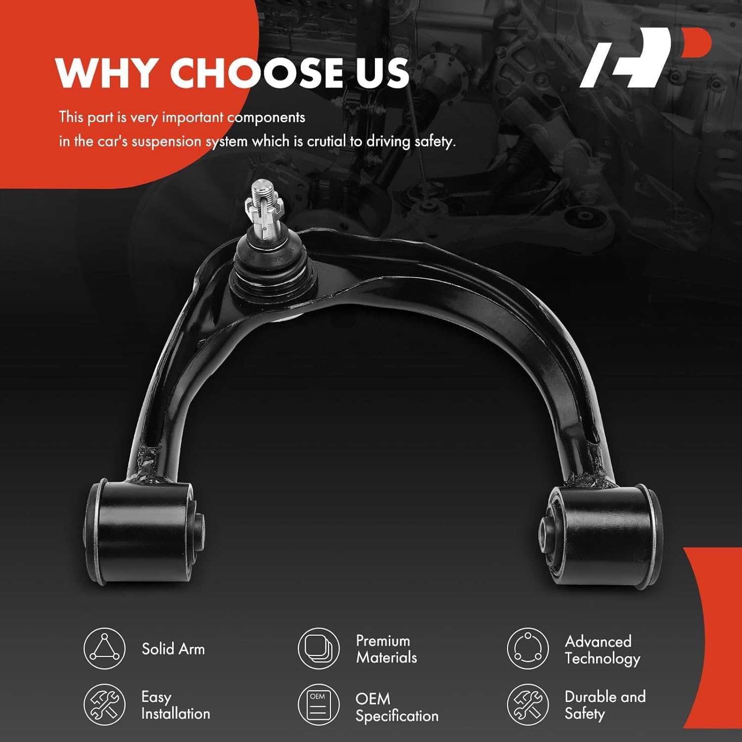 A-Premium Front Right Upper Control Arm, with Ball Joint & Bushing, Compatible with Toyota Tacoma 2005-2023