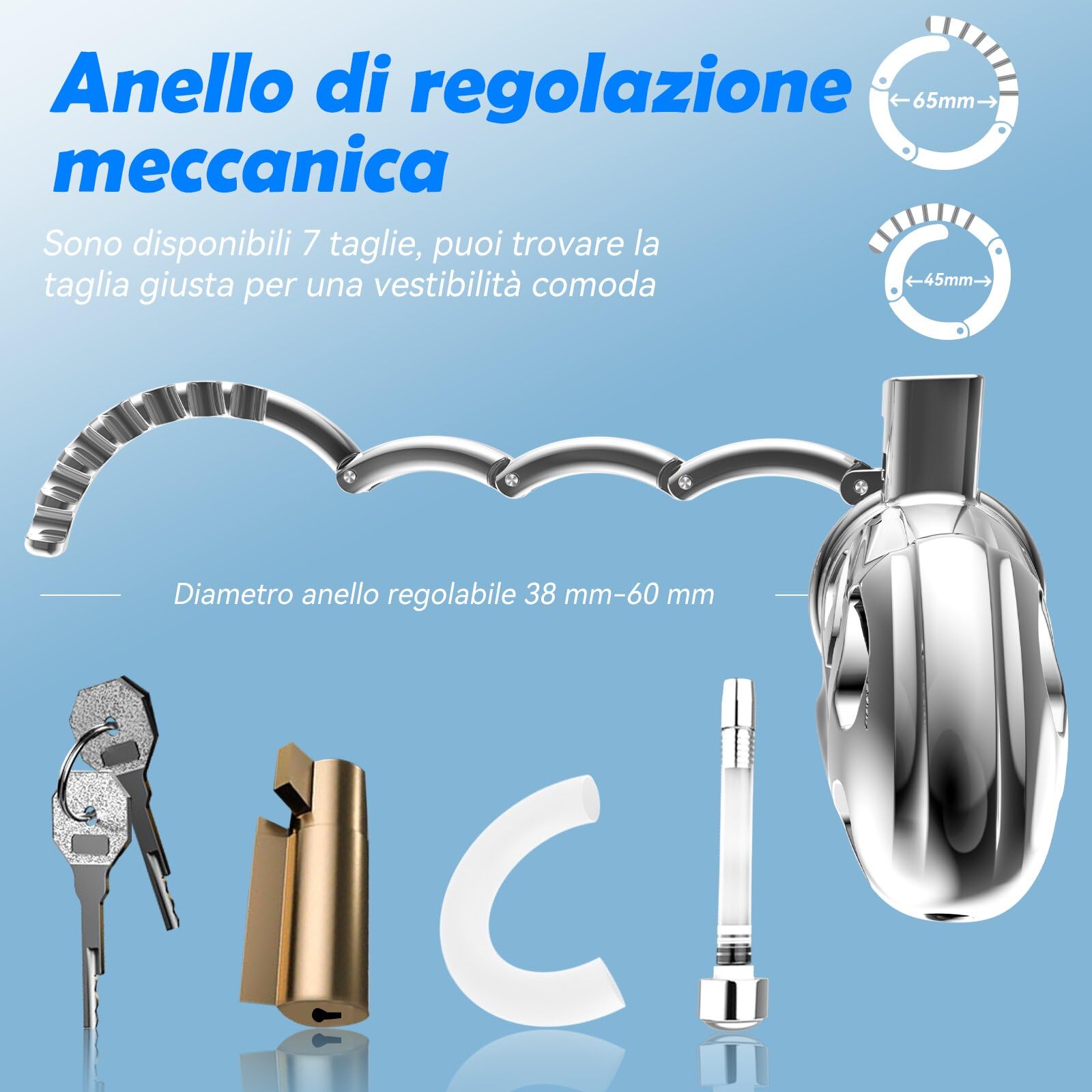 Male Chastity Cage Gabbia di castità maschile giocattoli sessuali per adulti, Himitsuna grande e leggera con catetere uretrale morbido e 7 misure regolabili, attrezzatura per bondage BDSM per uomini