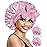 BONNET QUEEN Reversible Silk Satin Sleeping Bonnet for Women Double Layer Adjustable Curly Braids Wig Hair Night Sleep Hat Cap Tie Band M Rose