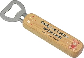 PERSONALISED Daddy Gifts From Bump - Daddy I Can't Wait For Our First Cuddle From Baby Bump - Fathers Day Presents From Bump - Wooden Beer Bottle Opener Gifts for Dad Daddy To Be