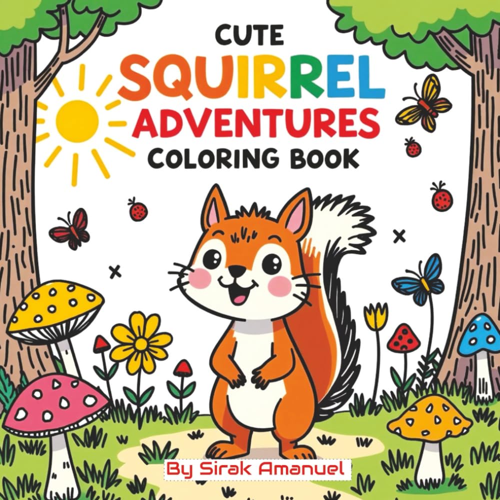 Cute Squirrel Adventures Coloring Book: Fun Woodland Animal Coloring Book