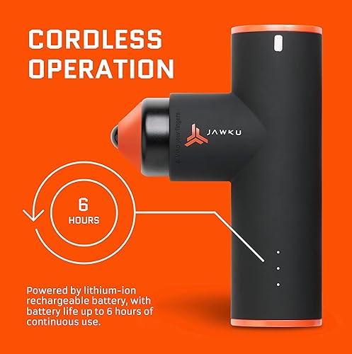 Miniatura 5 de JAWKU Muscle Blaster Mini pistola de masaje de percusión inalámbrica, estimulación de mano recargable, vibración ultra silenciosa y masajeador