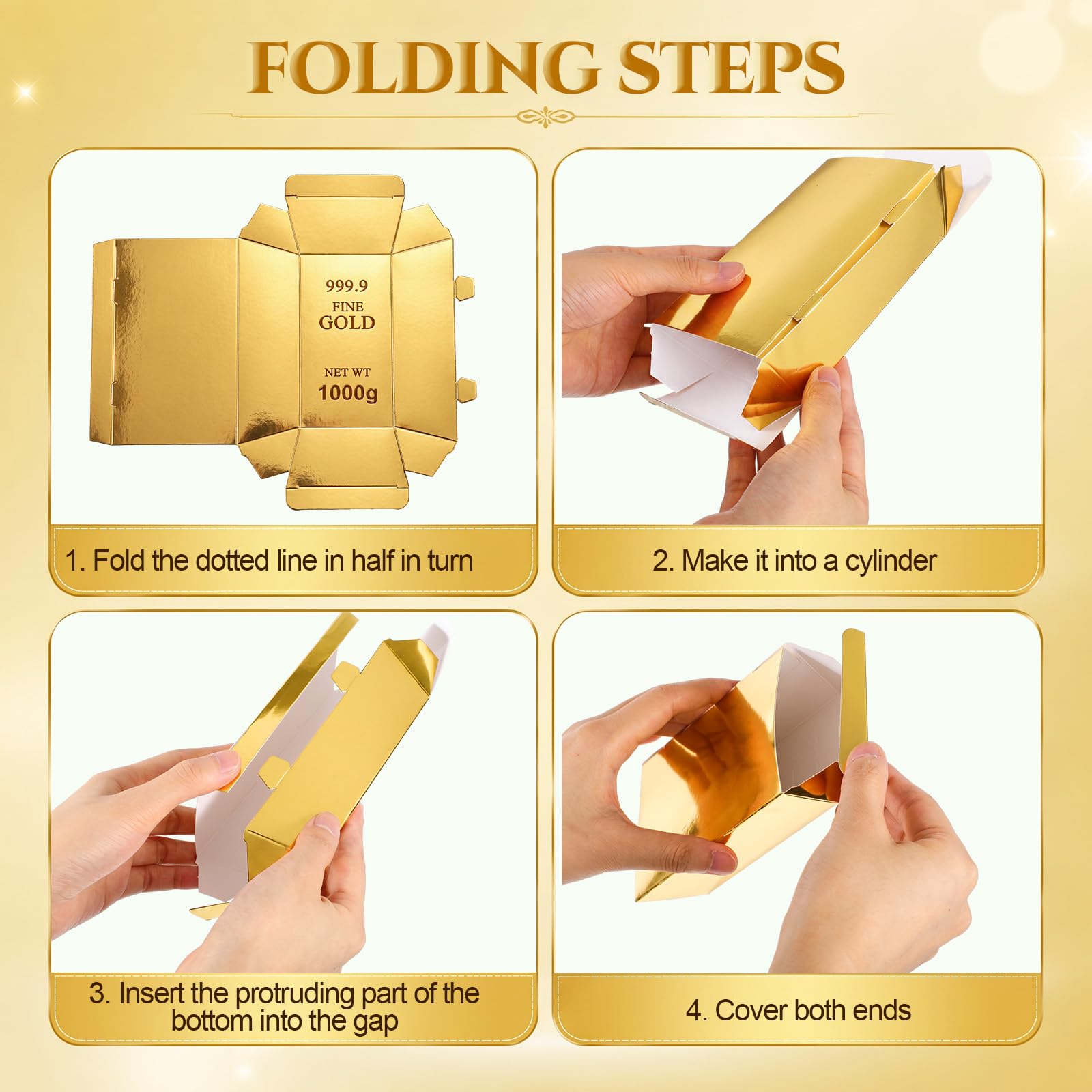 Honoson 200 Stück Goldbarren Geschenkboxen, goldener Ziegel für