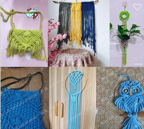 Miniatura 7 de WellieSTR Cuerda trenzada de macramé de mezcla negra de algodón blanco para deportes, decoración, juguetes de mascotas, manualidades, macramé y uso