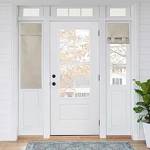 RYB Home Sidelight French Door Curtains, Privacy Half Window Curtains Thermal Insulate Covering for Patio/Glass/Front Door, W 12 x L 40 inches, Natural, 1 Panel