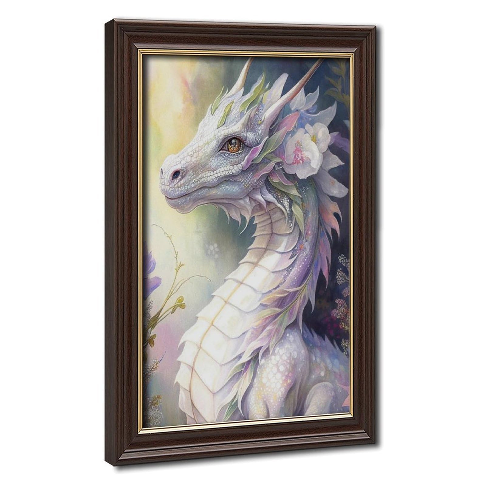 Bareronor Watercolor Dragon Poster (4) Canvas Poster Bedroom Decor Landscape Office Room Decor Gift 24" L X 36" W