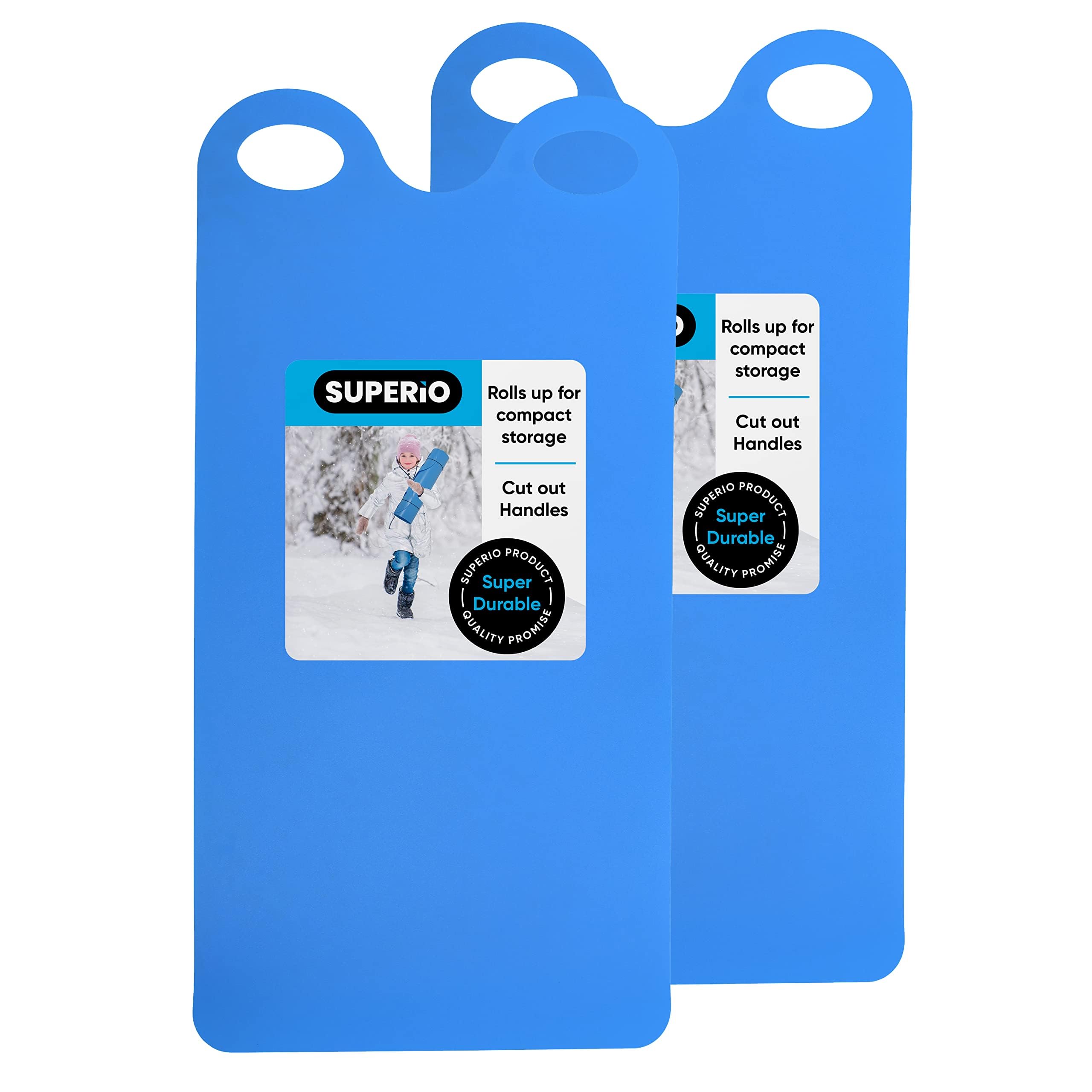 Superio Snow Slider Mat, Flexible Snow Sled Flying Carpet, Roll up Sleds for Kids and Adults 54" Lightweight Plastic Snowboard Sled-2 Pack
