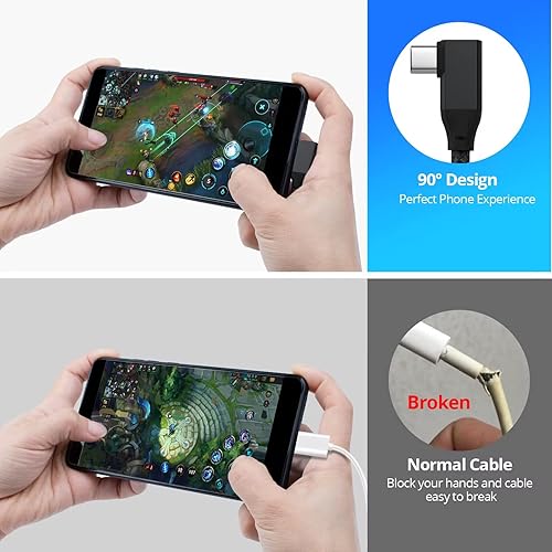 Miniatura 2 de UseBean Cable USB C a USB C de 100 W, 6.6 pies (paquete de 2), USB 3.2 Gen2 Gen2x2 de ángulo recto de transferencia de datos de 20 Gbps y carga