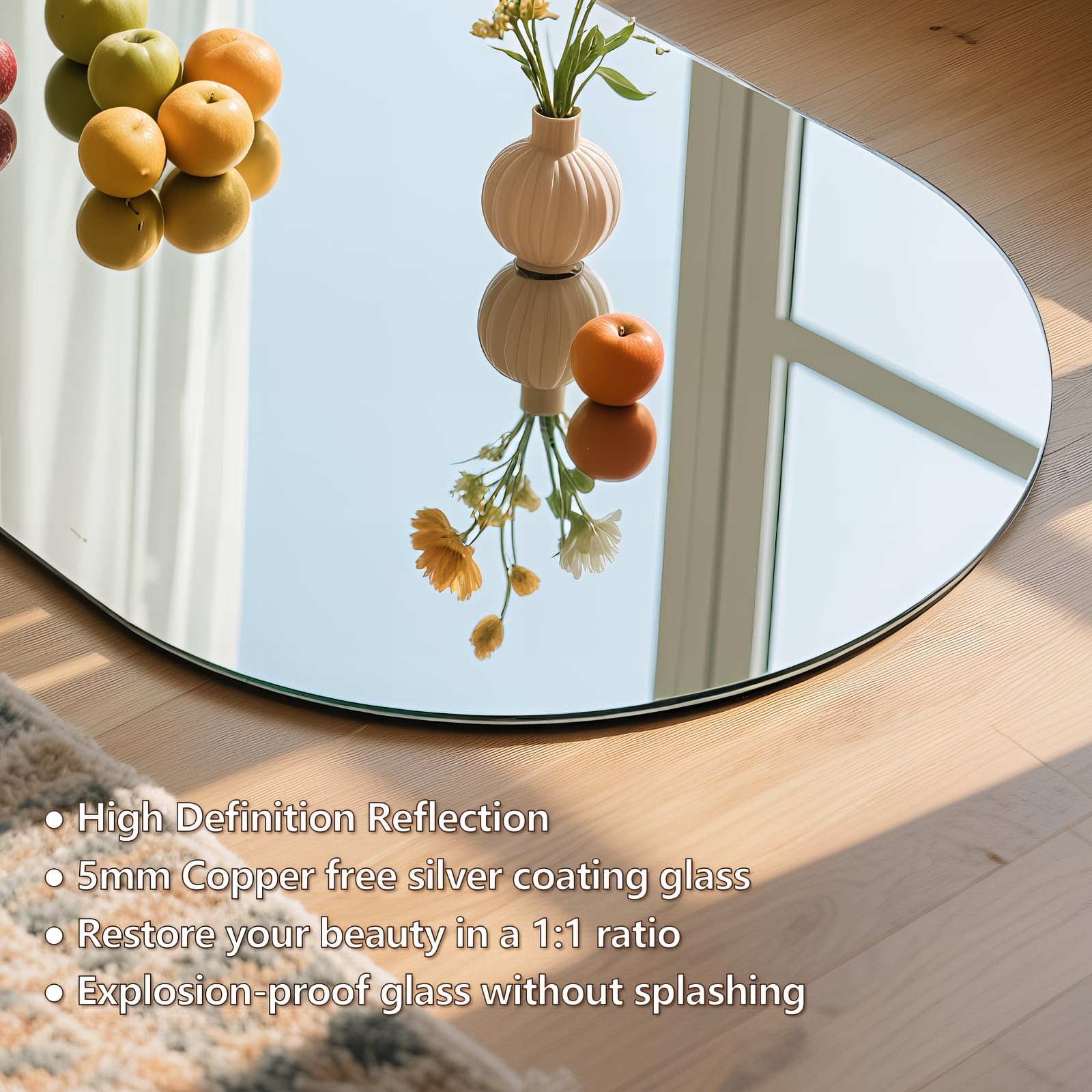 TheiaMo 36x24 frameless oval bathroom mirror - product photo