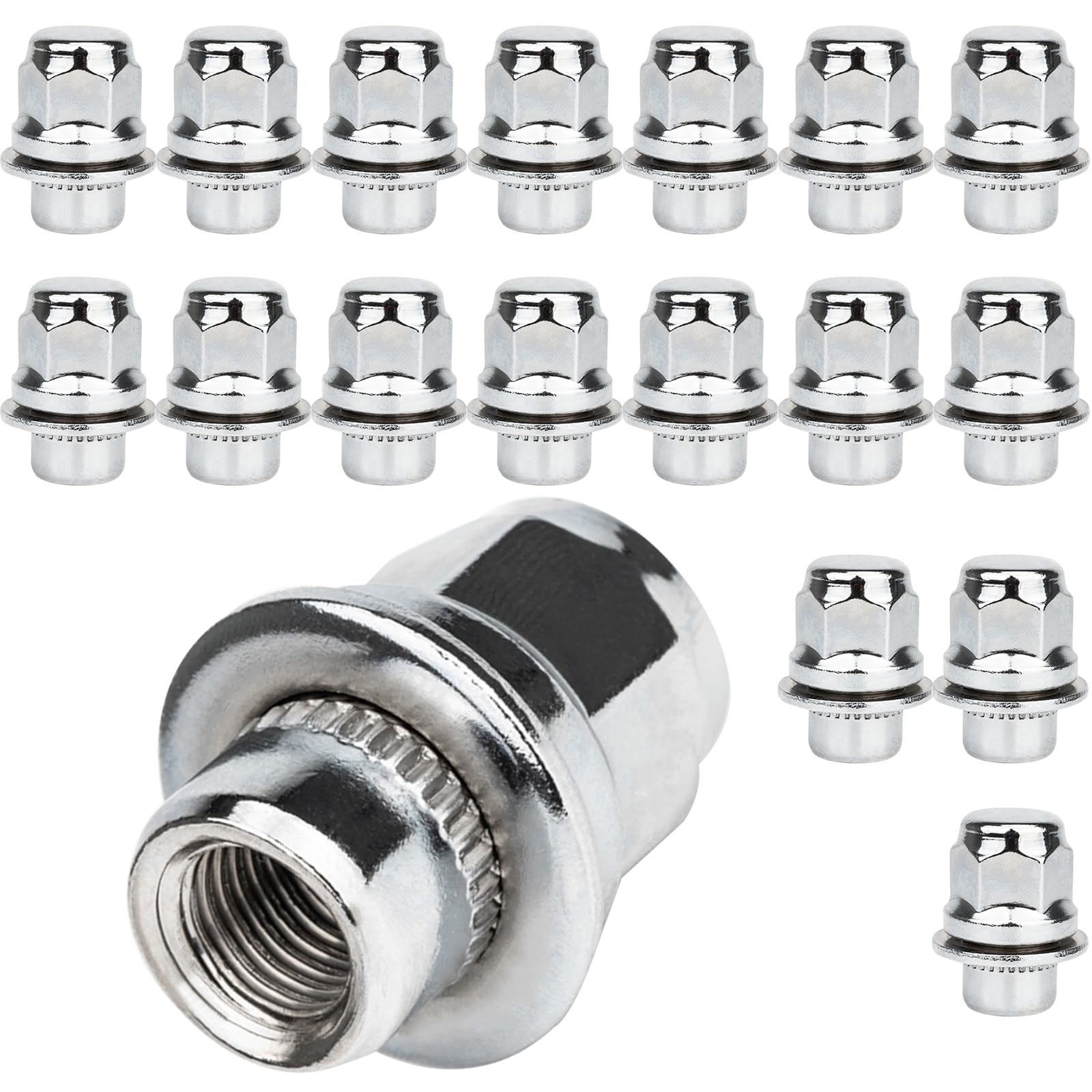 GAsuppply 20 x Dadi ruota I M12x1,5x37mm con sede piatta e rondella I Compatibili con 4Runner, Camry, Highlander, Prius, Sienna, Lexus CT200h, HS250h e GS450h