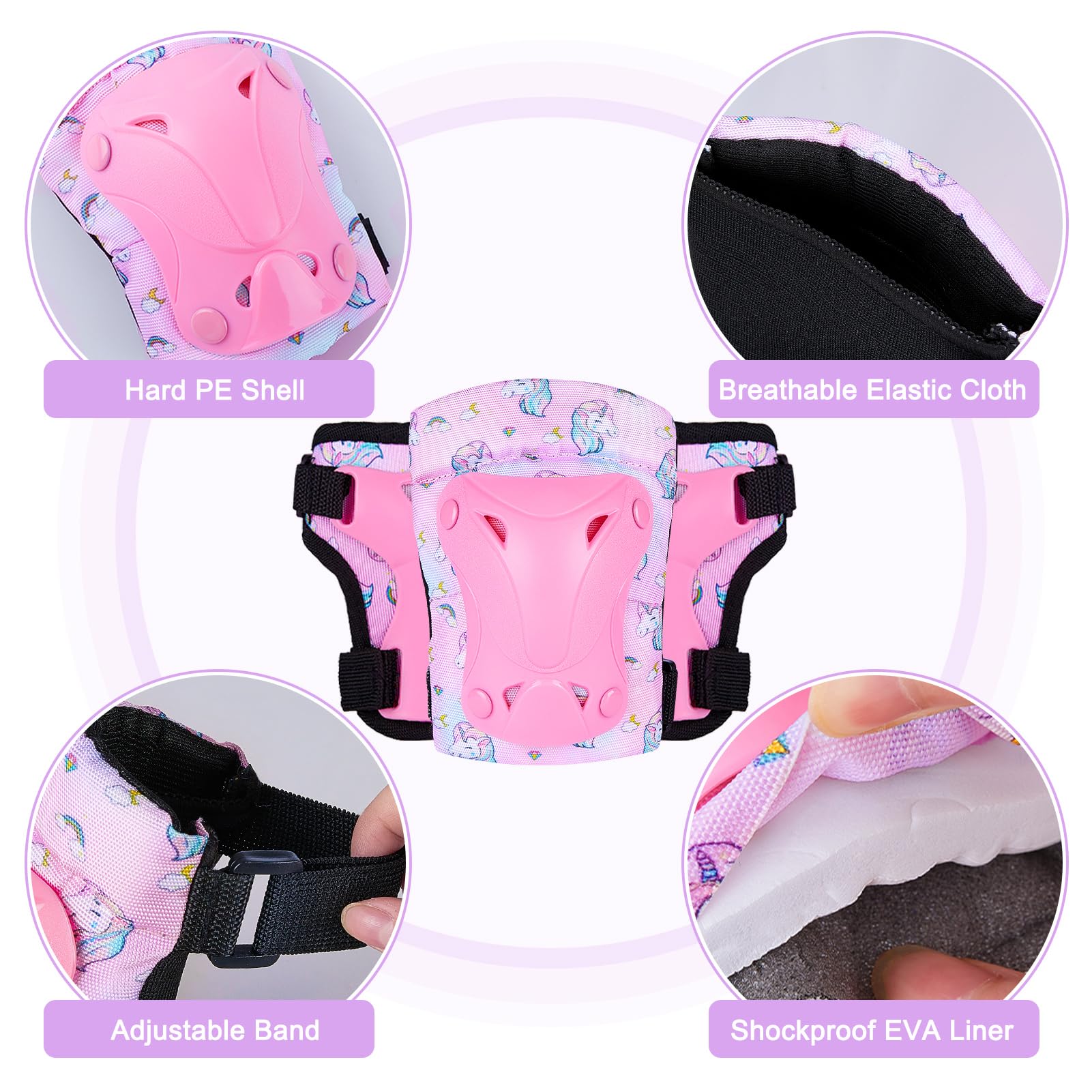 MHJY Fahrradhelm Kinder Helm Mädchen Skaterhelm 3-8 Jahre Knieschoner Protektoren Set Schoner Inliner Kinder Ellenbogenschützer Handgelenkschoner Für Jungen Skates Rollschuhe Skateboard Fahrrad
