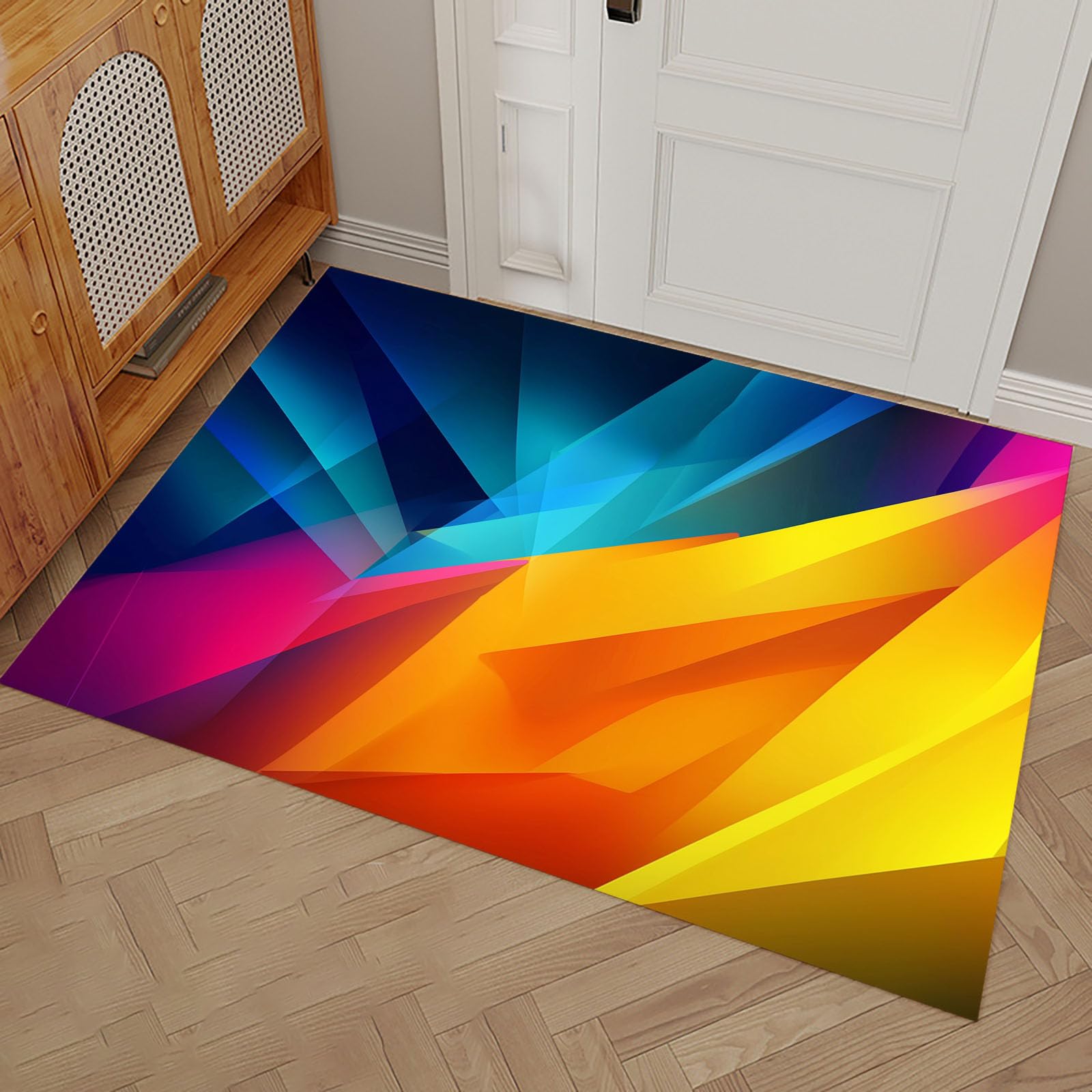 Tapis de Porte Grand Format 80x120cm Lavable | Paillasson d'Entrée Anti-Saleté Bleu