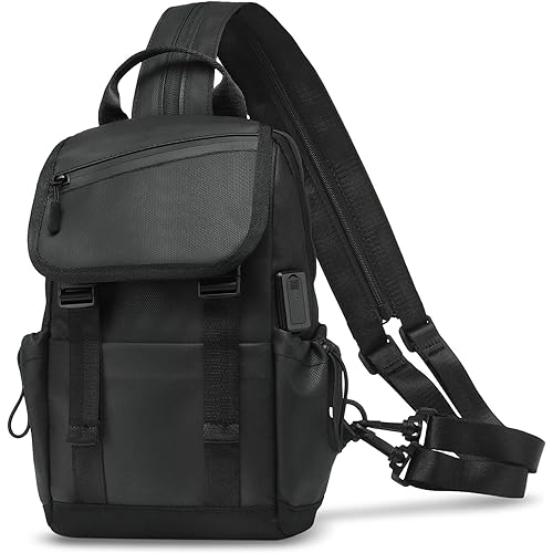 Anti Theft Mini Backpack, Convertible Sling Bag for 11 Inch Pads with USB Charge Port, Lightweight One Strap Casual Pack for Women Men (Black)