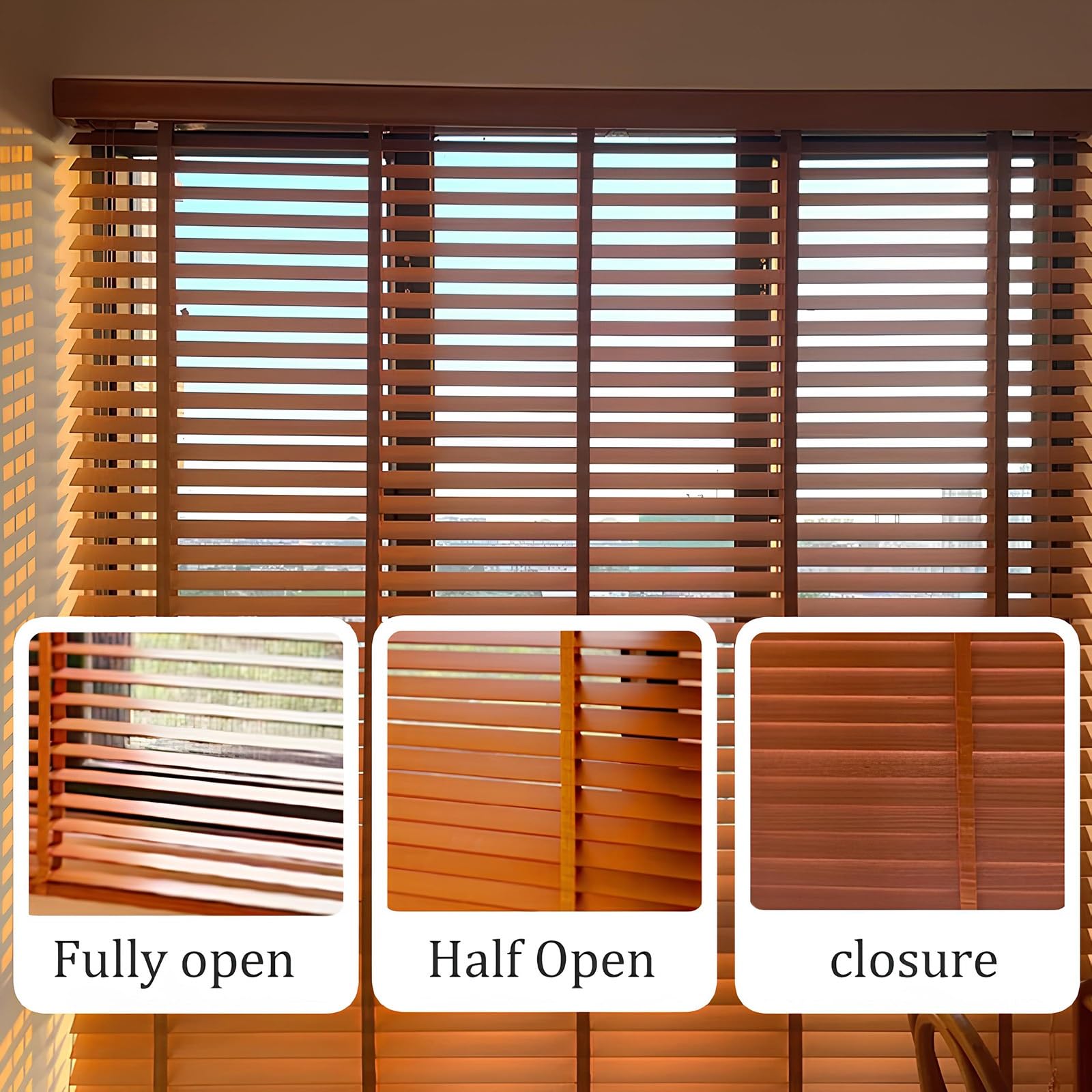 Generisch Holzjalousie, Verdunkelun Echtholz Jalousette, Holz Jalousie Innen, Sonnenschutz and Sichtschutz, 5cm Breite Lamellen, Einfache Montage, Für Fenster & Türen(Walnut)