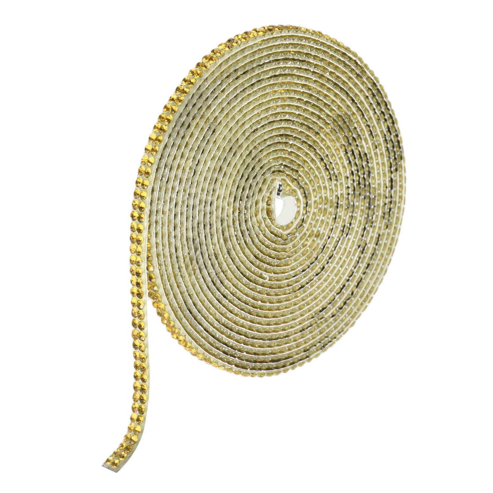 sourcing map Rhinestone Strips,3 Yard 4.5mm Adhesive Rhinestone Ribbon Bling Rhinestone Tape for for DIY Crafts, Party Car Phone Decorations,Light Gold