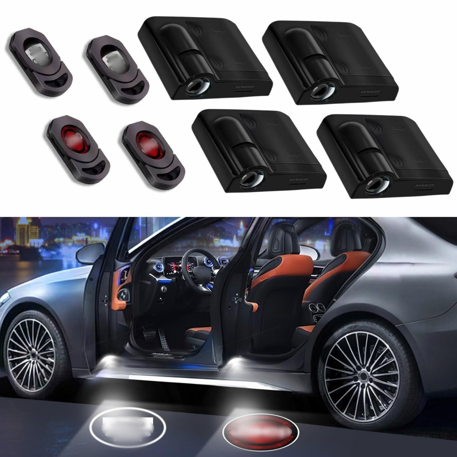 4 PCS Car Door Light Logo, Car Door Led Light HD Ghost Shadow