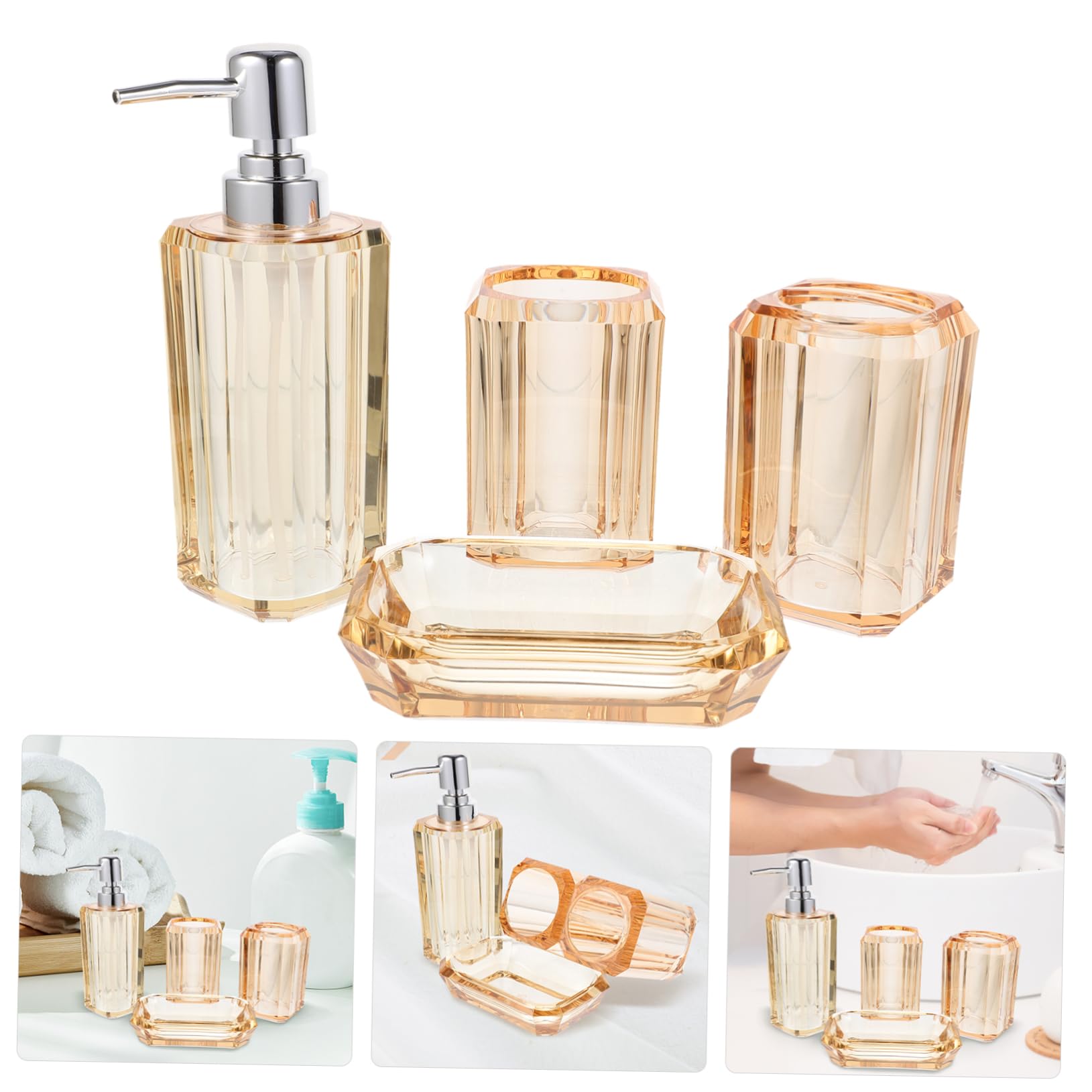Mipcase Accessori per Bagno Portaspazzolino in Materiale Sicuro Dispenser di Sapone Bicchiere per Spazzolino Portasapone Design Elegante Superficie Liscia Duraturo e Affidabile